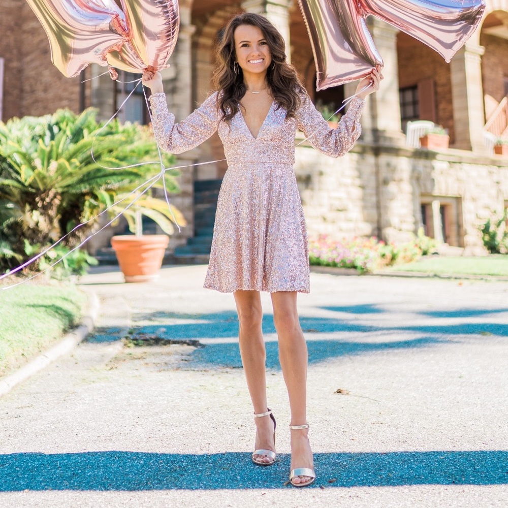Rose gold sequin dress